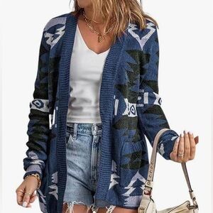 ▪️Tribal Aztec Print Knitted Jacquard Cardigan Sweater▪️